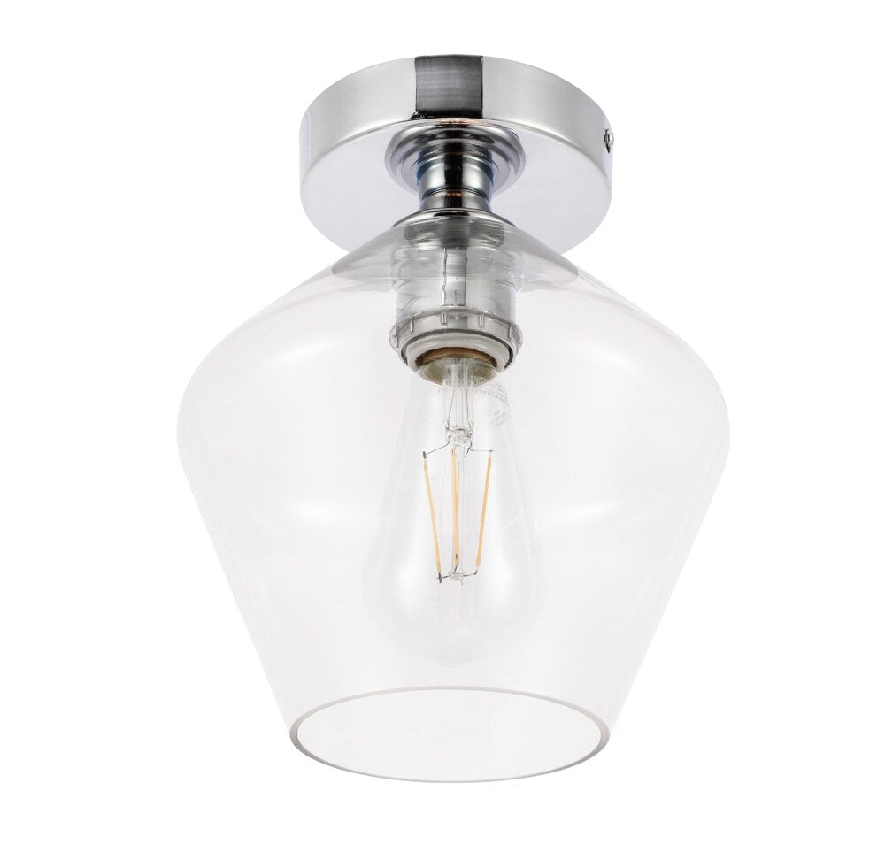 Elegant Furniture & Lighting - Gene 1 light Chrome and Clear glass Flush mount - LD2254C veiw 11