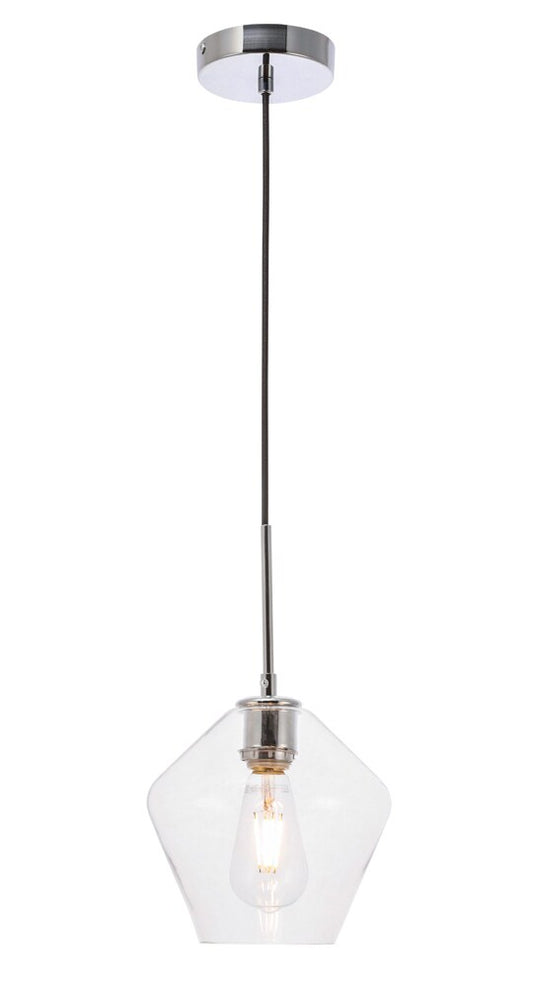 Elegant Furniture & Lighting - Gene 1 light Chrome and Clear glass pendant - LD2256C veiw 1
