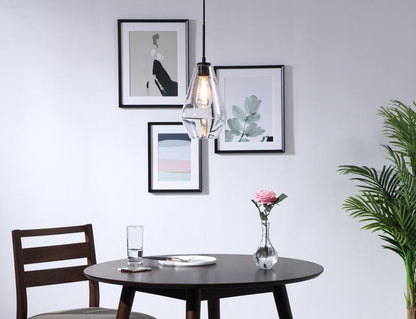 Elegant Furniture & Lighting - Gene 1 light Black and Clear glass pendant - LD2260BK veiw 2