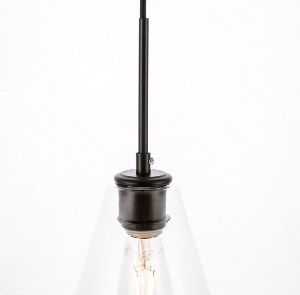 Elegant Furniture & Lighting - Gene 1 light Black and Clear glass pendant - LD2260BK veiw 3