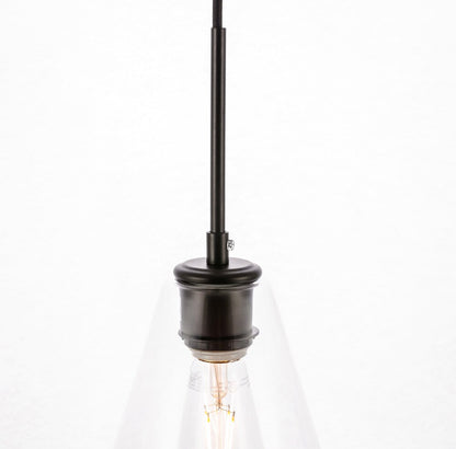 Elegant Furniture & Lighting - Gene 1 light Black and Clear glass pendant - LD2260BK veiw 3