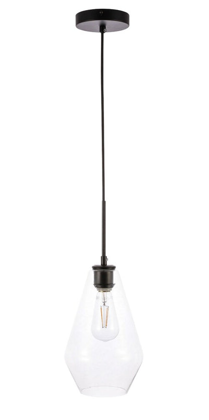 Elegant Furniture & Lighting - Gene 1 light Black and Clear glass pendant - LD2260BK veiw 8