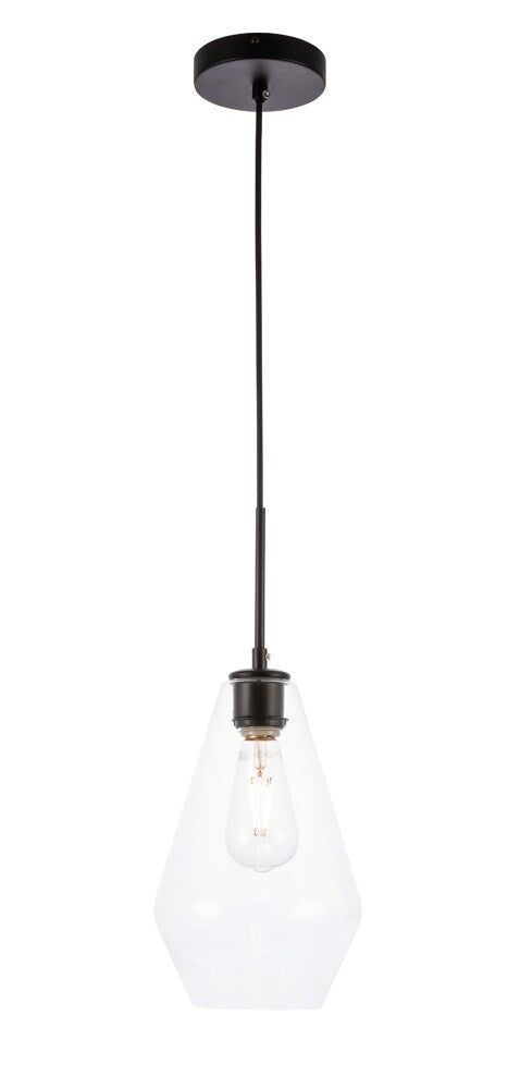 Elegant Furniture & Lighting - Gene 1 light Black and Clear glass pendant - LD2260BK veiw 9