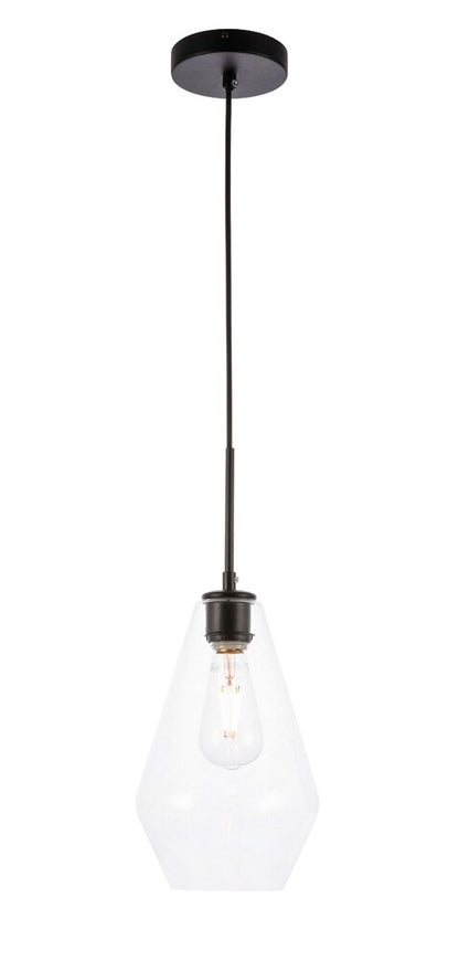 Elegant Furniture & Lighting - Gene 1 light Black and Clear glass pendant - LD2260BK veiw 9