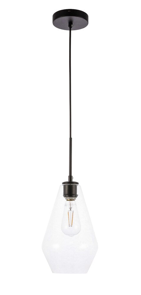 Elegant Furniture & Lighting - Gene 1 light Black and Clear glass pendant - LD2260BK veiw 10