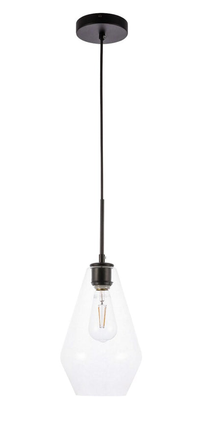 Elegant Furniture & Lighting - Gene 1 light Black and Clear glass pendant - LD2260BK veiw 10