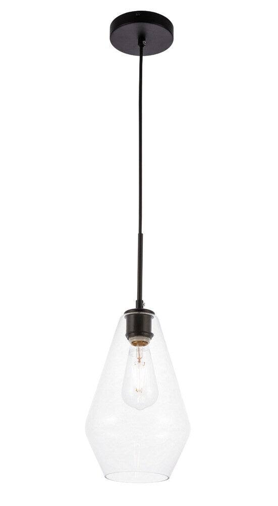 Elegant Furniture & Lighting - Gene 1 light Black and Clear glass pendant - LD2260BK veiw 11
