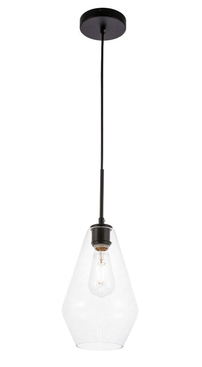 Elegant Furniture & Lighting - Gene 1 light Black and Clear glass pendant - LD2260BK veiw 11
