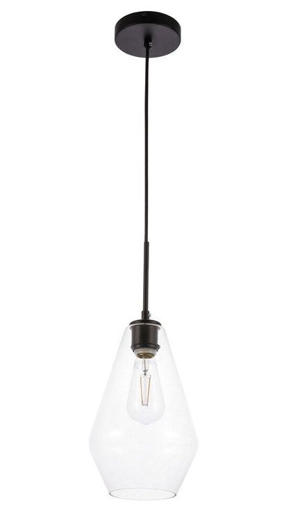 Elegant Furniture & Lighting - Gene 1 light Black and Clear glass pendant - LD2260BK veiw 12