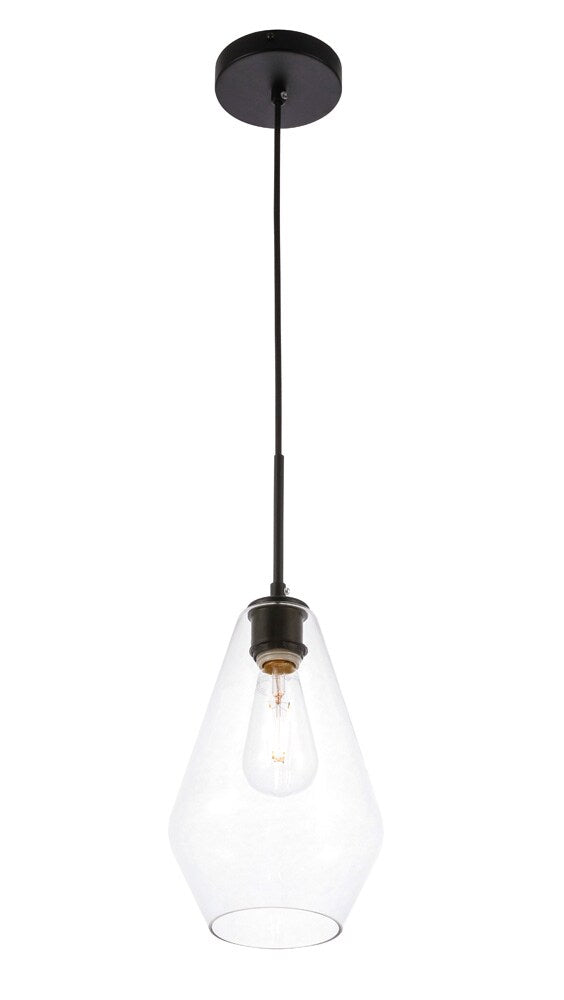 Elegant Furniture & Lighting - Gene 1 light Black and Clear glass pendant - LD2260BK veiw 13