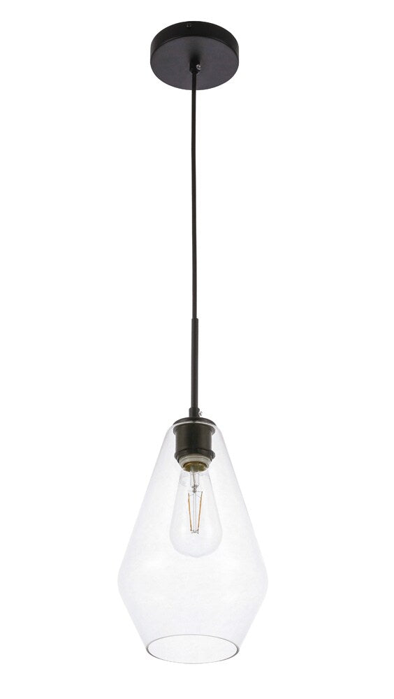 Elegant Furniture & Lighting - Gene 1 light Black and Clear glass pendant - LD2260BK veiw 14