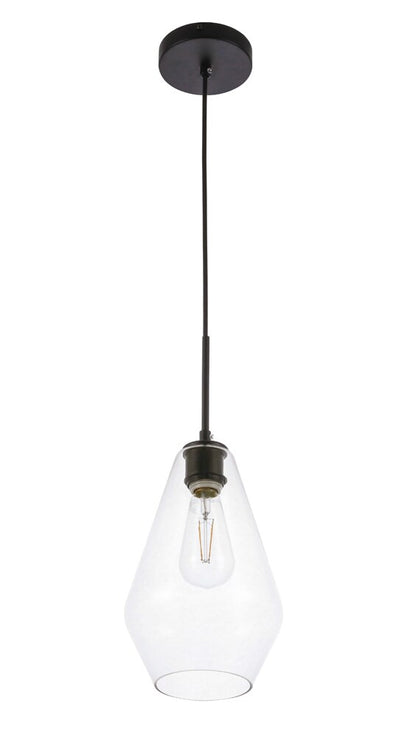 Elegant Furniture & Lighting - Gene 1 light Black and Clear glass pendant - LD2260BK veiw 14