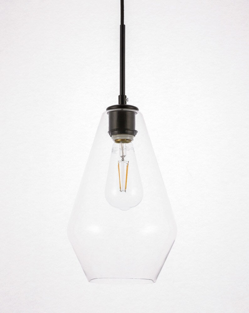 Elegant Furniture & Lighting - Gene 1 light Black and Clear glass pendant - LD2260BK veiw 15