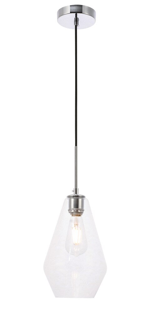 Elegant Furniture & Lighting - Gene 1 light Chrome and Clear glass pendant - LD2260C veiw 1