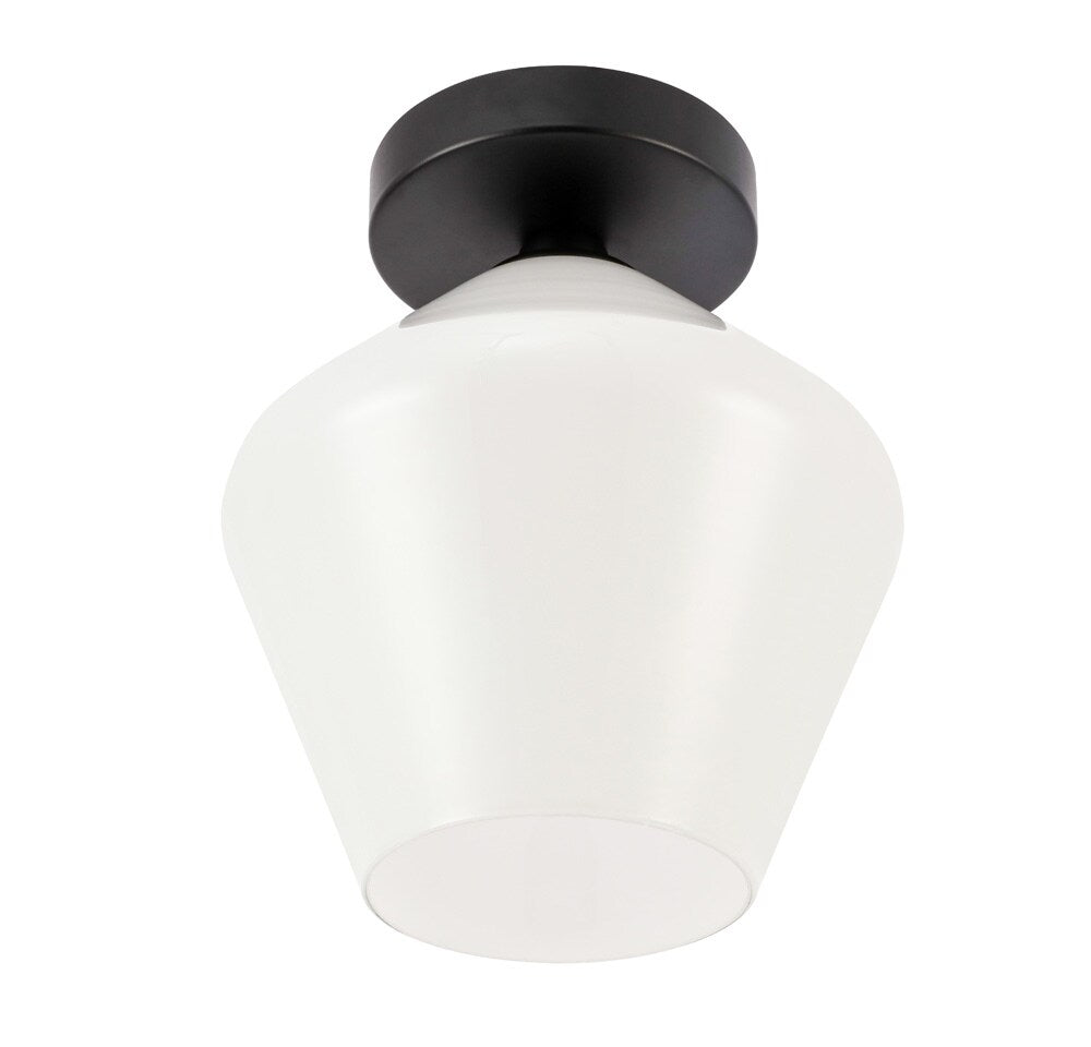 Elegant Furniture & Lighting - Gene 1 light Black and Frosted white glass Flush mount - LD2255BK veiw 7