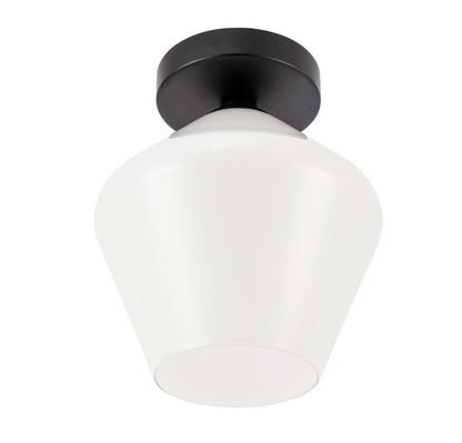 Elegant Furniture & Lighting - Gene 1 light Black and Frosted white glass Flush mount - LD2255BK veiw 7