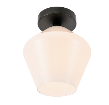 Elegant Furniture & Lighting - Gene 1 light Black and Frosted white glass Flush mount - LD2255BK veiw 8