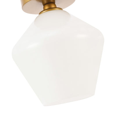 Elegant Furniture & Lighting - Gene 1 light Brass and Frosted white glass Flush mount - LD2255BR veiw 4
