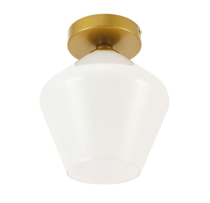 Elegant Furniture & Lighting - Gene 1 light Brass and Frosted white glass Flush mount - LD2255BR veiw 12