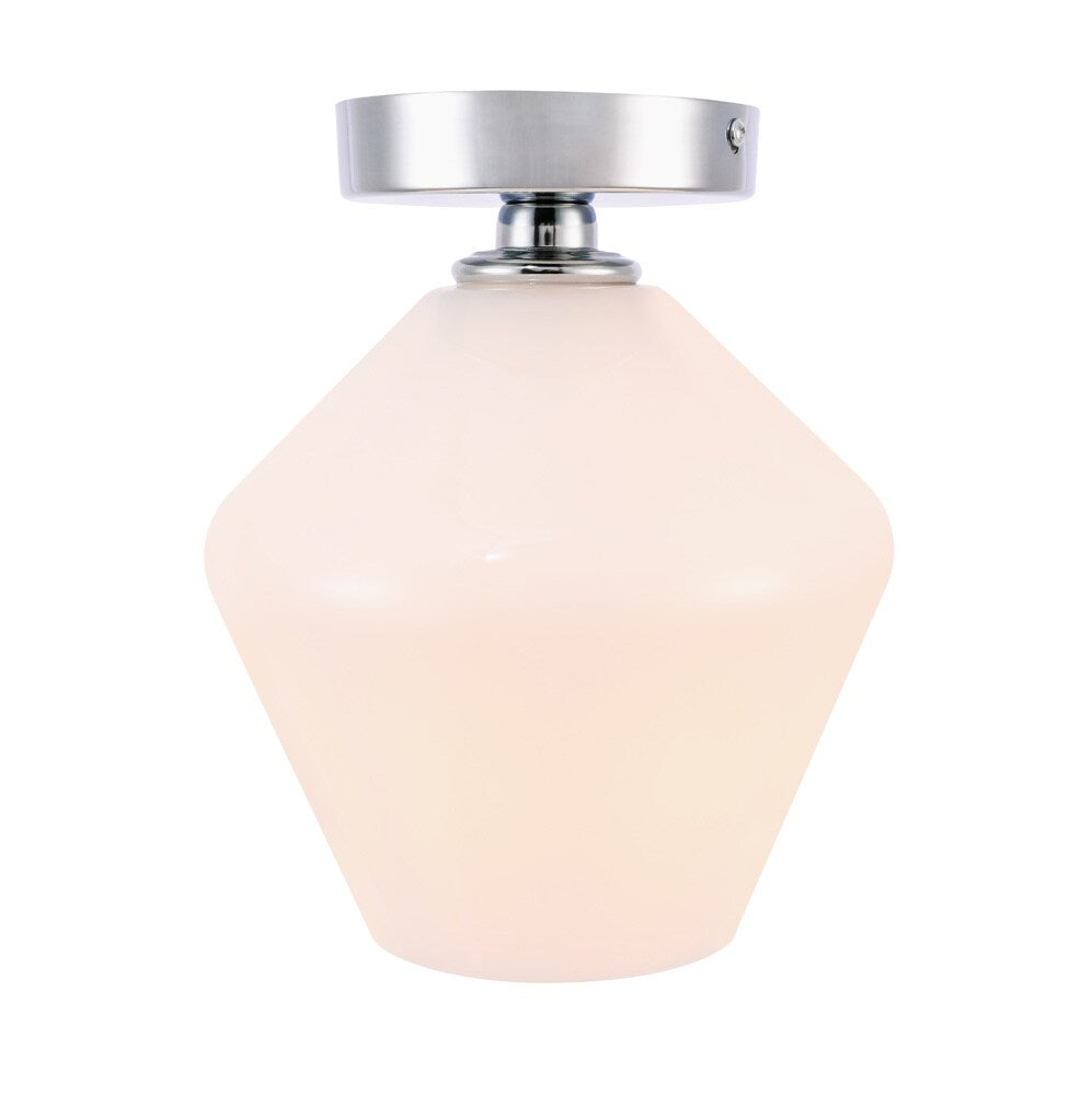 Elegant Furniture & Lighting - Gene 1 light Chrome and Frosted white glass Flush mount - LD2255C veiw 1