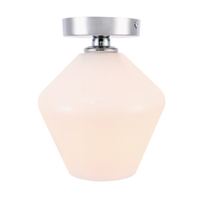 Elegant Furniture & Lighting - Gene 1 light Chrome and Frosted white glass Flush mount - LD2255C veiw 1
