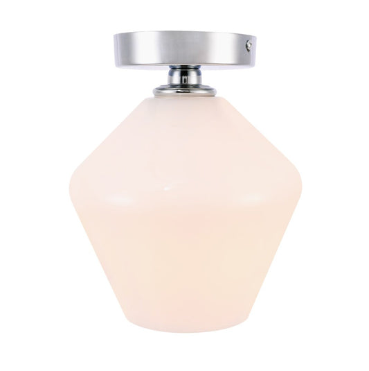 Elegant Furniture & Lighting - Gene 1 light Chrome and Frosted white glass Flush mount - LD2255C veiw 1