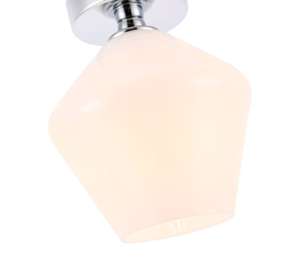 Elegant Furniture & Lighting - Gene 1 light Chrome and Frosted white glass Flush mount - LD2255C veiw 4