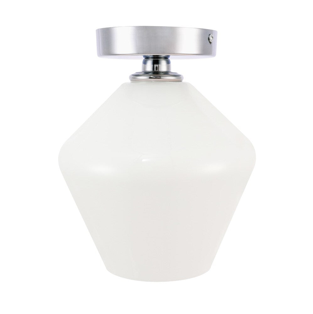 Elegant Furniture & Lighting - Gene 1 light Chrome and Frosted white glass Flush mount - LD2255C veiw 5