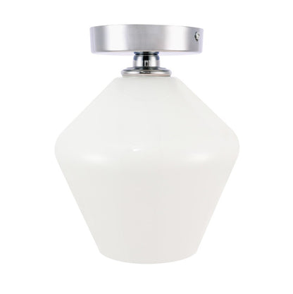 Elegant Furniture & Lighting - Gene 1 light Chrome and Frosted white glass Flush mount - LD2255C veiw 5