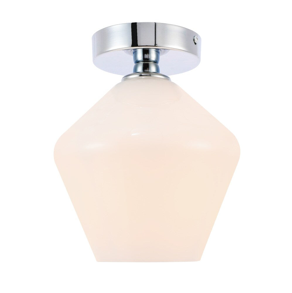 Elegant Furniture & Lighting - Gene 1 light Chrome and Frosted white glass Flush mount - LD2255C veiw 6