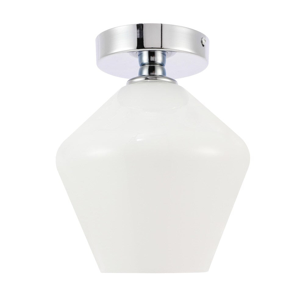 Elegant Furniture & Lighting - Gene 1 light Chrome and Frosted white glass Flush mount - LD2255C veiw 7