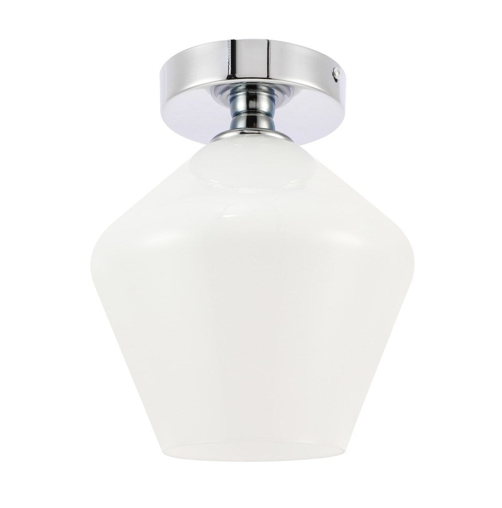 Elegant Furniture & Lighting - Gene 1 light Chrome and Frosted white glass Flush mount - LD2255C veiw 9