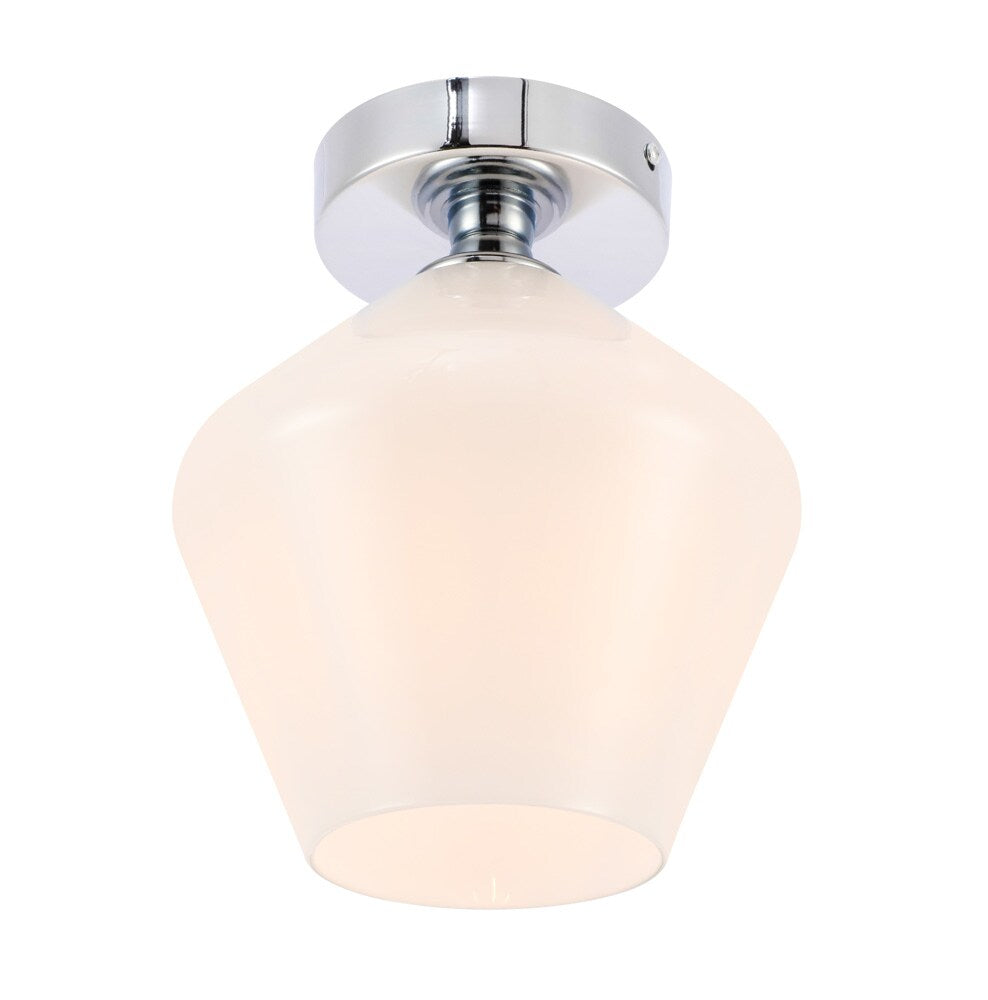 Elegant Furniture & Lighting - Gene 1 light Chrome and Frosted white glass Flush mount - LD2255C veiw 10
