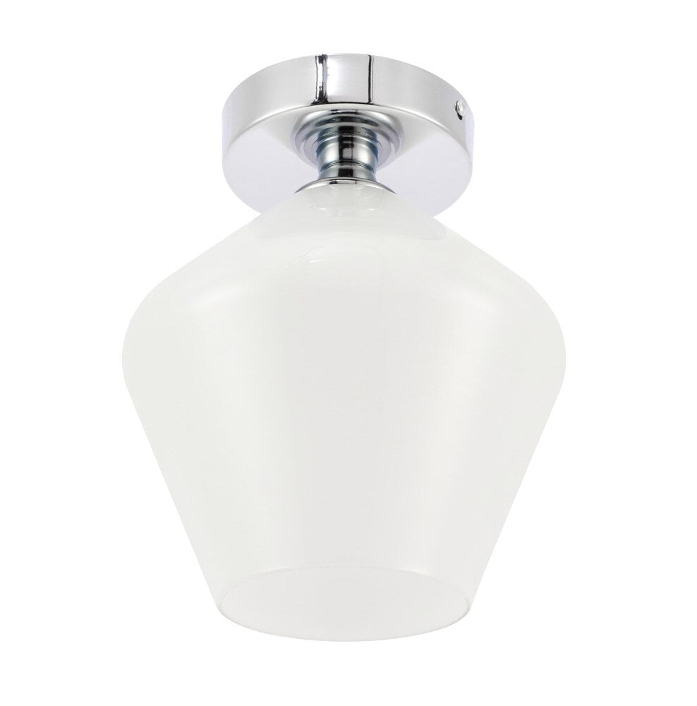 Elegant Furniture & Lighting - Gene 1 light Chrome and Frosted white glass Flush mount - LD2255C veiw 11