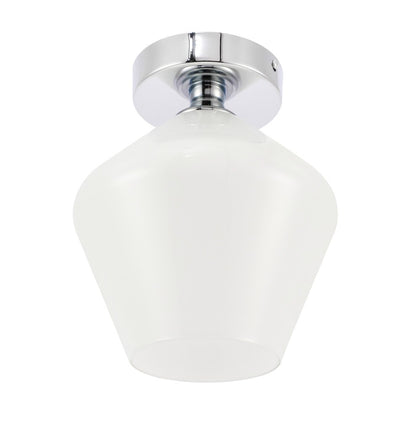 Elegant Furniture & Lighting - Gene 1 light Chrome and Frosted white glass Flush mount - LD2255C veiw 11