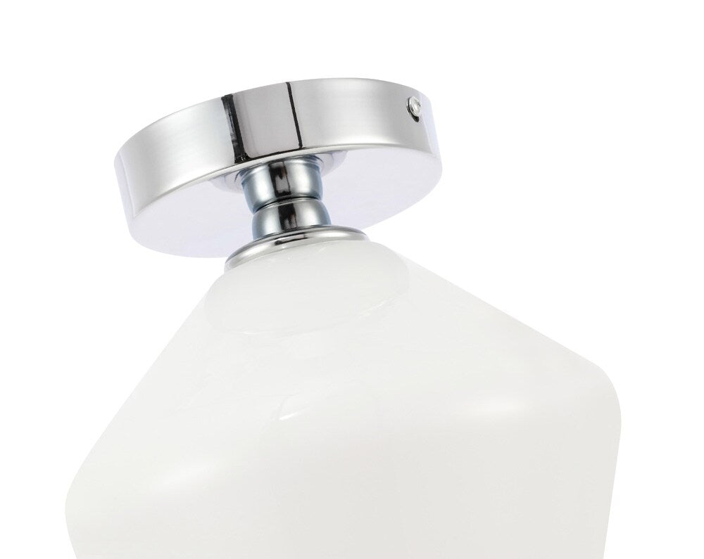 Elegant Furniture & Lighting - Gene 1 light Chrome and Frosted white glass Flush mount - LD2255C veiw 12