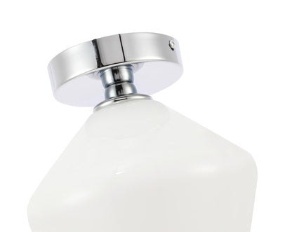 Elegant Furniture & Lighting - Gene 1 light Chrome and Frosted white glass Flush mount - LD2255C veiw 12