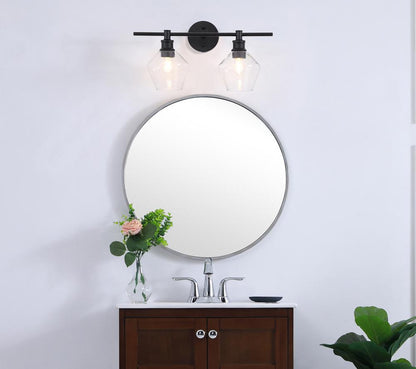 Elegant Furniture & Lighting - Gene 2 light Black and Clear glass Wall sconce - LD2312BK veiw 2
