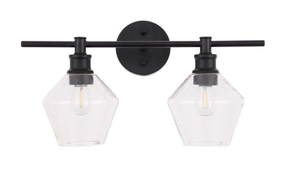 Elegant Furniture & Lighting - Gene 2 light Black and Clear glass Wall sconce - LD2312BK veiw 3