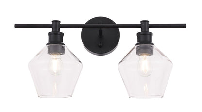 Elegant Furniture & Lighting - Gene 2 light Black and Clear glass Wall sconce - LD2312BK veiw 4