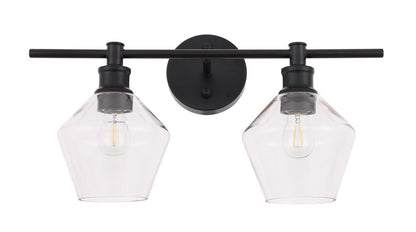 Elegant Furniture & Lighting - Gene 2 light Black and Clear glass Wall sconce - LD2312BK veiw 5