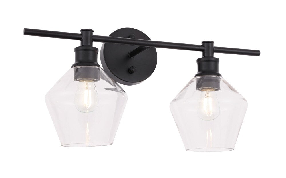 Elegant Furniture & Lighting - Gene 2 light Black and Clear glass Wall sconce - LD2312BK veiw 6