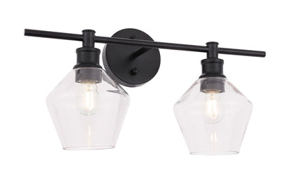 Elegant Furniture & Lighting - Gene 2 light Black and Clear glass Wall sconce - LD2312BK veiw 6