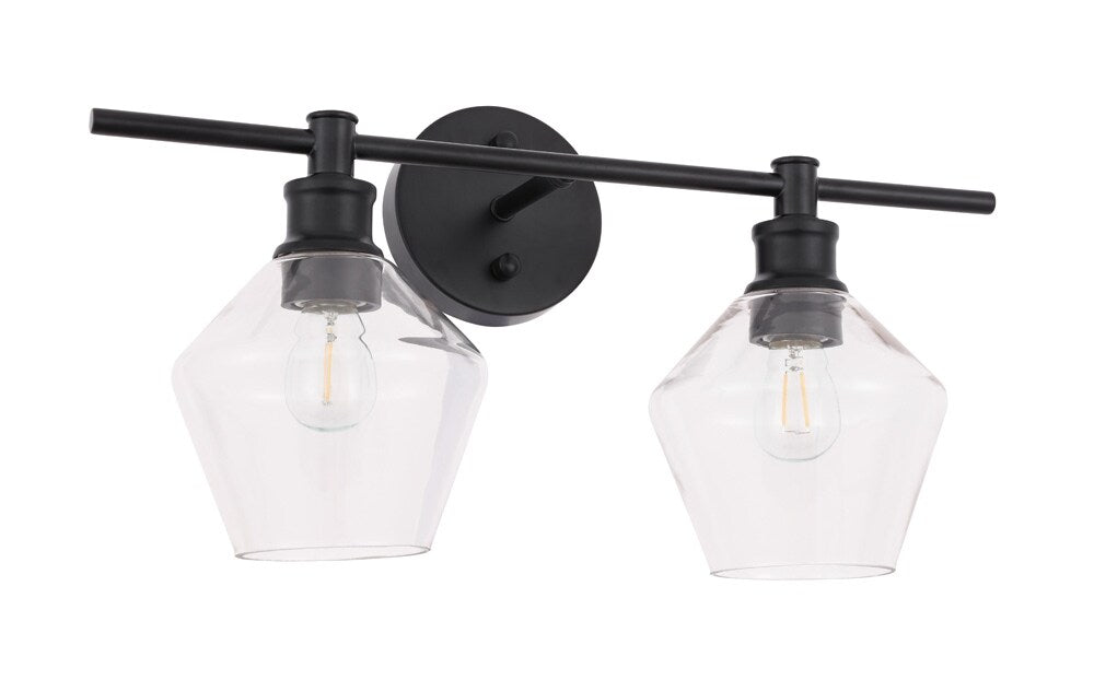 Elegant Furniture & Lighting - Gene 2 light Black and Clear glass Wall sconce - LD2312BK veiw 7