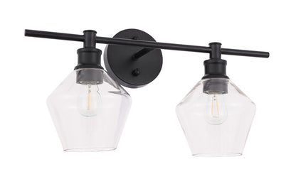 Elegant Furniture & Lighting - Gene 2 light Black and Clear glass Wall sconce - LD2312BK veiw 7