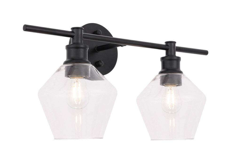 Elegant Furniture & Lighting - Gene 2 light Black and Clear glass Wall sconce - LD2312BK veiw 8