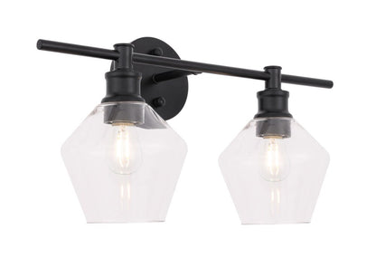 Elegant Furniture & Lighting - Gene 2 light Black and Clear glass Wall sconce - LD2312BK veiw 8