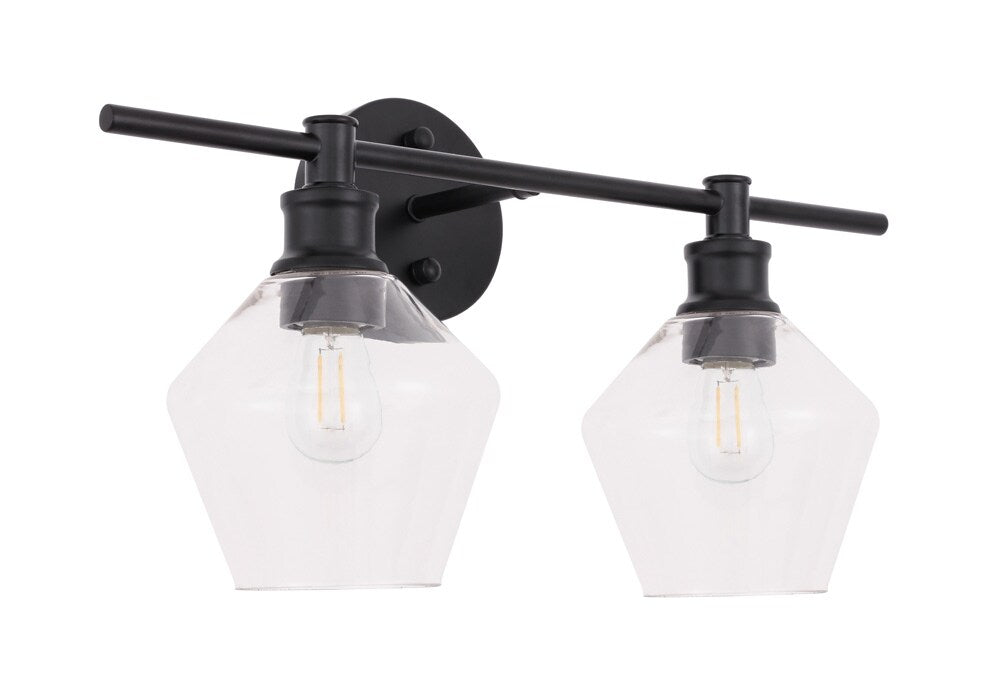 Elegant Furniture & Lighting - Gene 2 light Black and Clear glass Wall sconce - LD2312BK veiw 9