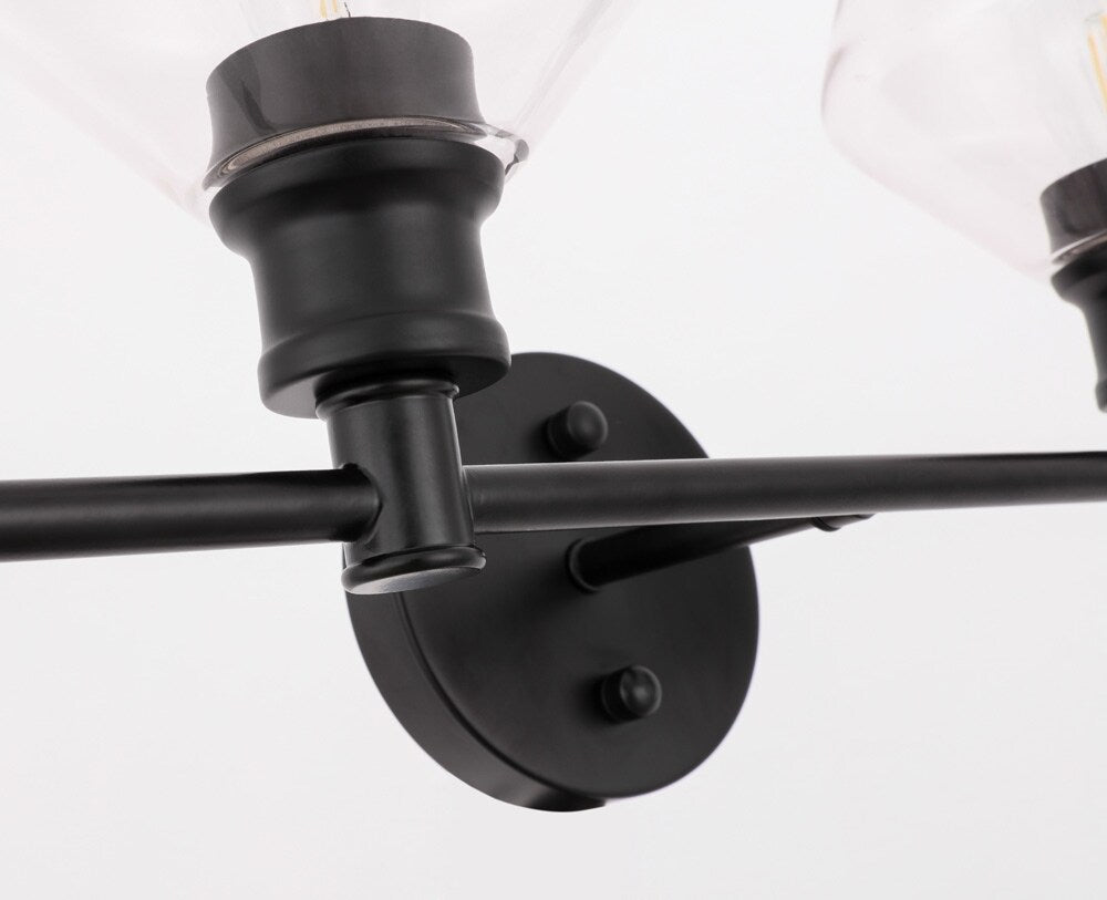 Elegant Furniture & Lighting - Gene 2 light Black and Clear glass Wall sconce - LD2312BK veiw 10
