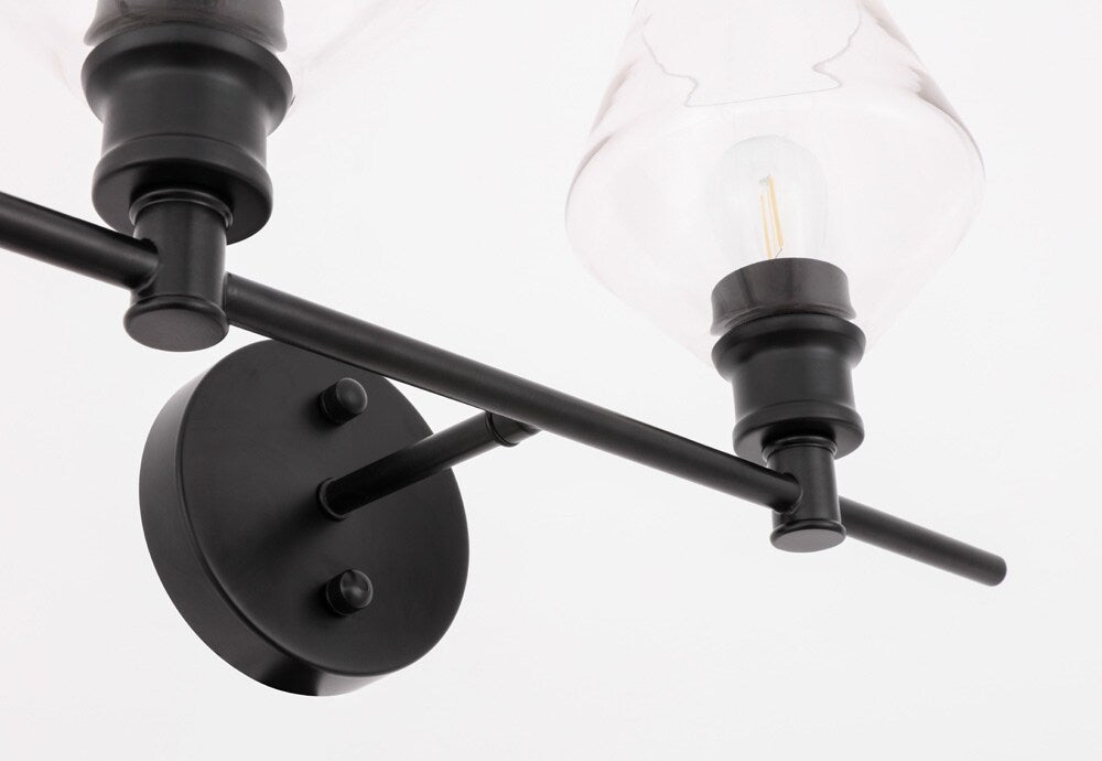 Elegant Furniture & Lighting - Gene 2 light Black and Clear glass Wall sconce - LD2312BK veiw 11